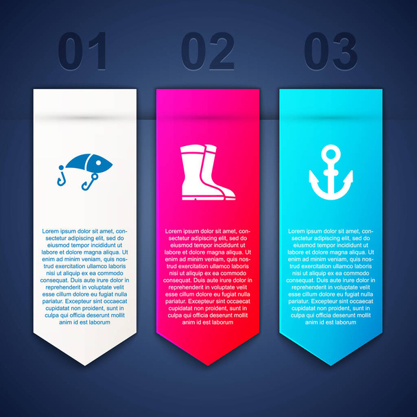Set Fishing lure, boots and Anchor. Business infographic template. Vector. - Vector, Image