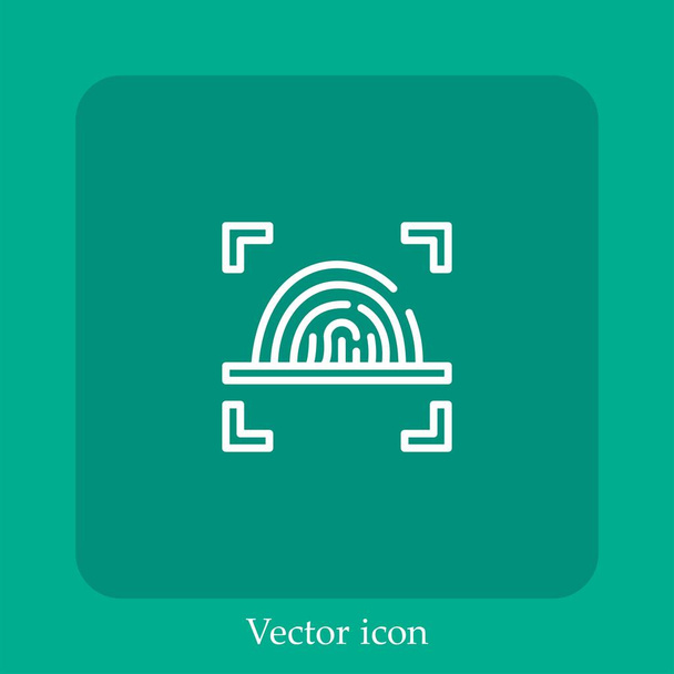 huella dactilar icono vectorial icono lineal.Línea con carrera editable - Vector, Imagen