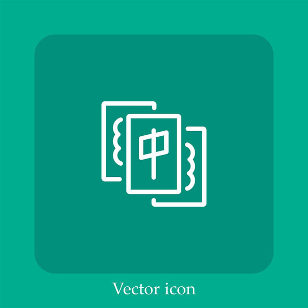 mahjong vector pictogram lineair icon.Line met bewerkbare slag - Vector, afbeelding