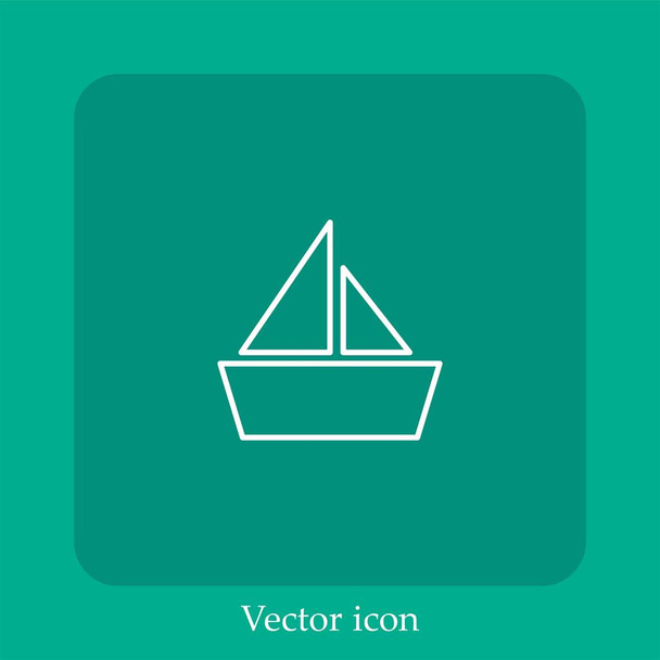 ícone vetor barco origami linear icon.Line com curso Editável - Vetor, Imagem