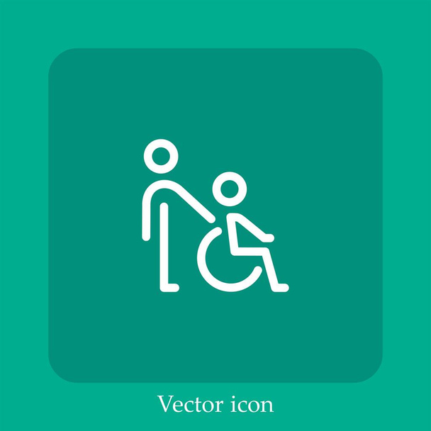 gondoskodás a fogyatékkal élők vektor ikon lineáris ikon.Line szerkeszthető stroke - Vektor, kép