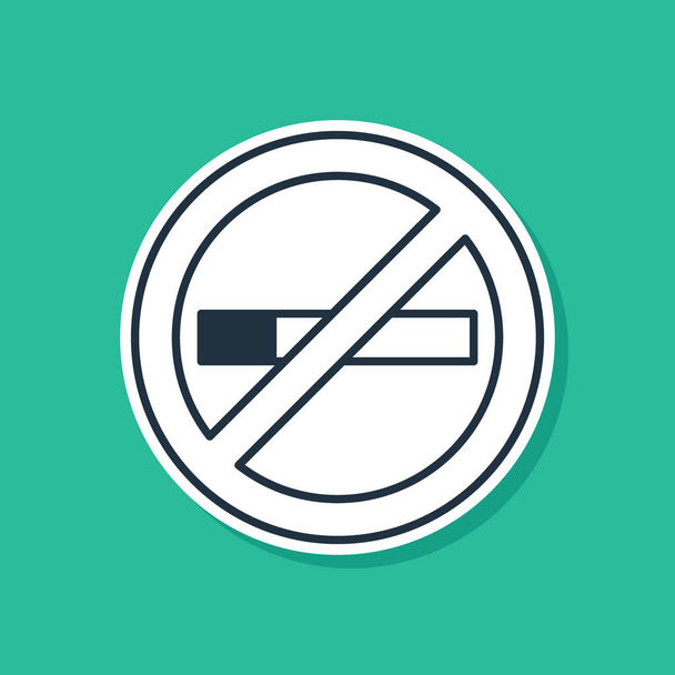 Niebieski No Smoking ikona izolowane na zielonym tle. Symbol papierosa. Wektor. - Wektor, obraz