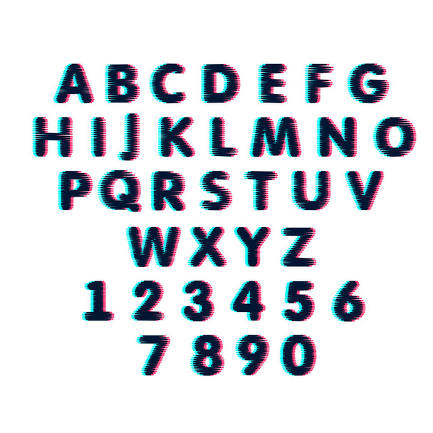 Alphabet in glitch style. Symbol of cyberpunk, hacker attack. Modern design, technological error effect for your design. Vector - Vettoriali, immagini