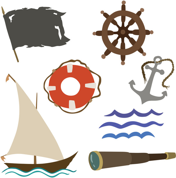 Different vector nautical elements - Vetor, Imagem