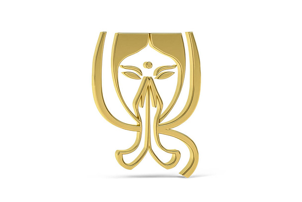 Golden 3d Indian culture icon isoled on white background - 3d render - Фото, зображення