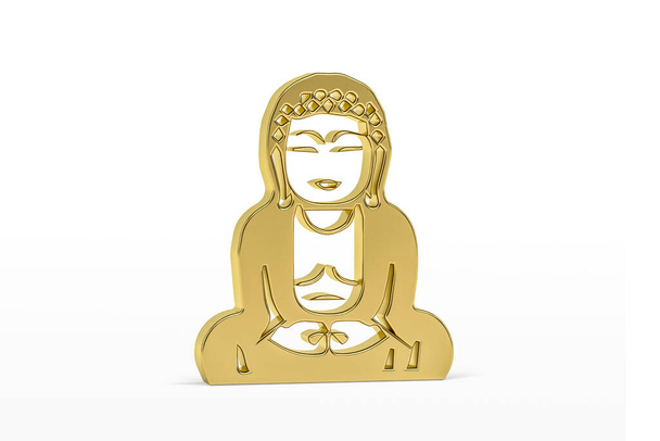 Ícone de cultura indiana 3d dourado isolado no fundo branco renderização 3d - Foto, Imagem