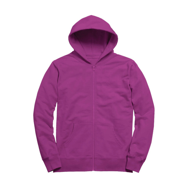 You do not need to be a professional if you use this Front View Excellent Zip Up Hoodie Mockup In Radiant Orchid Color, in your designing work - Photo, Image