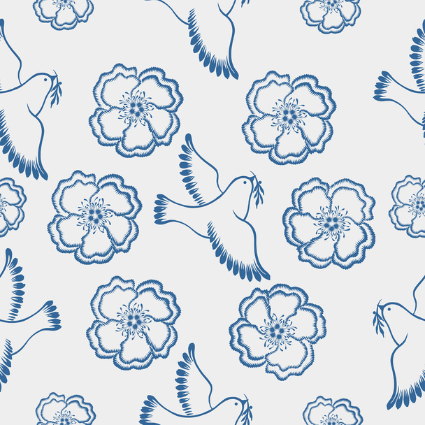 seamless pattern dove peace - Vector, Image