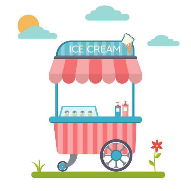 Ice Cream Bicycle Cart Vintage Design, Web Background Stock Vector -  Illustration of graphic, dessert: 99643678