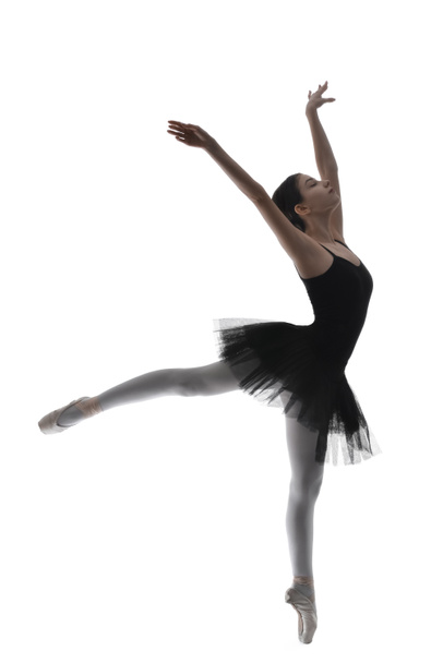 силует красивої молодої балерини на білому тлі
 - Фото, зображення