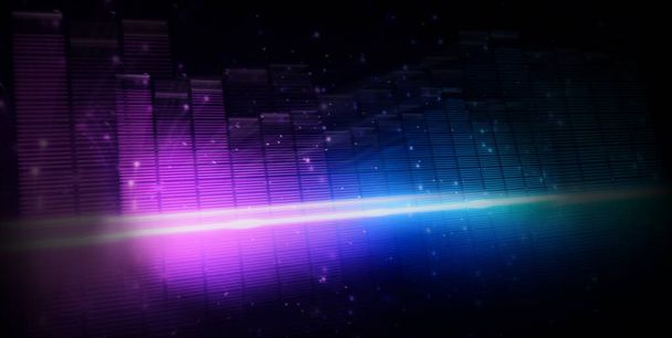 Moving fast music equalizer bar. represent deeper sound and emotional in sound of music. Audio waveform equalizer in black background. visualizer abstract. Digital  graph moving and glowing in dark. - Photo, Image