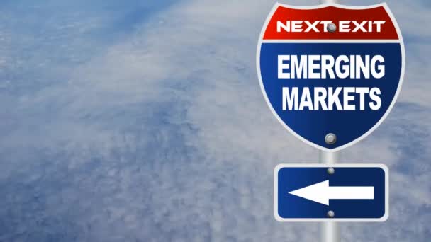 Emerging markets road sign - Footage, Video