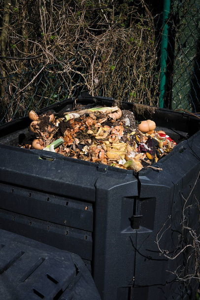 Compostador del patio trasero a partir de residuos biodegradables  - Foto, Imagen