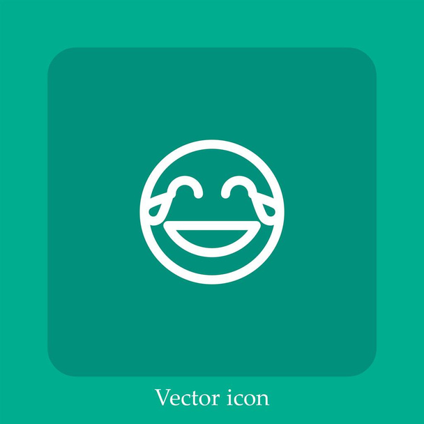 ícone de vetor alegria linear icon.Line com curso Editável - Vetor, Imagem