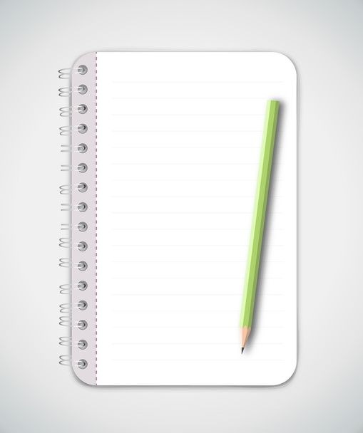 Green pencil and notebook - Vector, Imagen