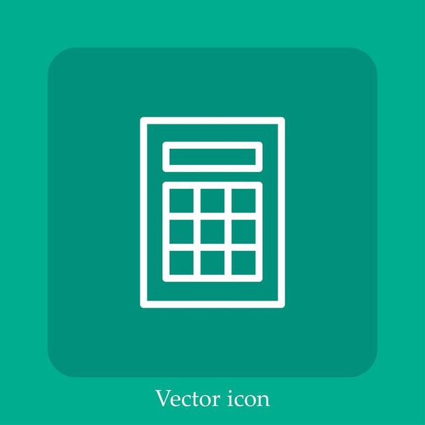 calculatrice avec icône vectorielle de boutons icône linéaire.Ligne avec trait modifiable - Vecteur, image