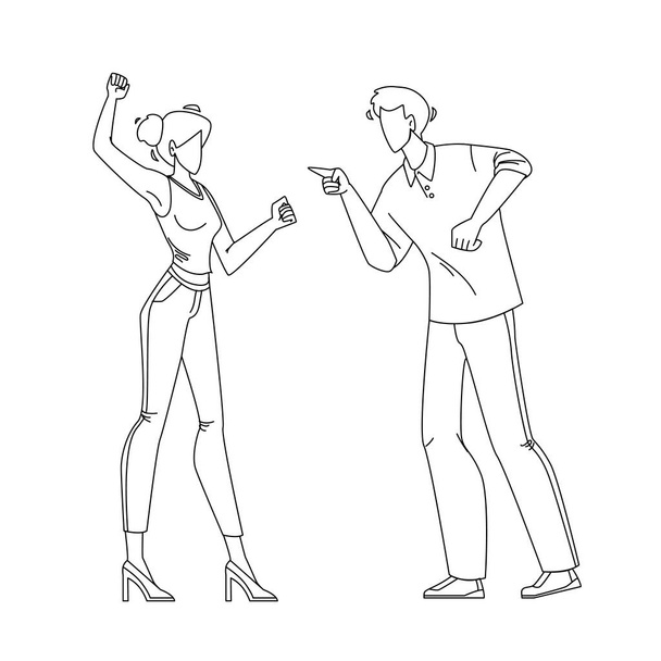 Мужская и женская пара кричат друг на друга вектор - Вектор,изображение
