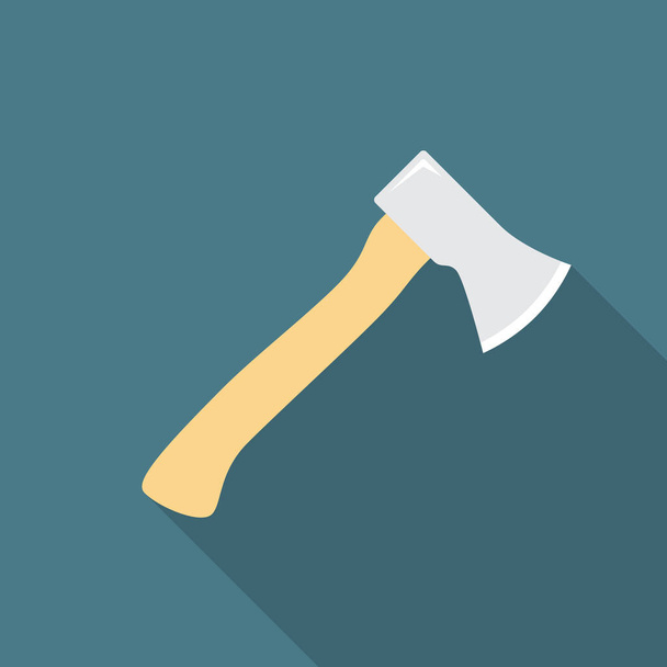 Axe icon with long shadow. Flat design style. Axe simple silhouette. Modern flat icon in stylish colors. Web site page and mobile app design vector element. - Vettoriali, immagini