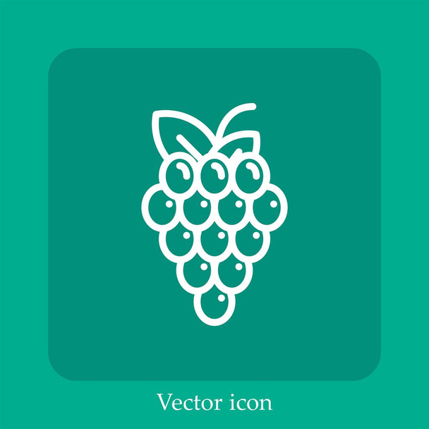 símbolo de uvas ícone vetor linear icon.Line com curso Editável - Vetor, Imagem
