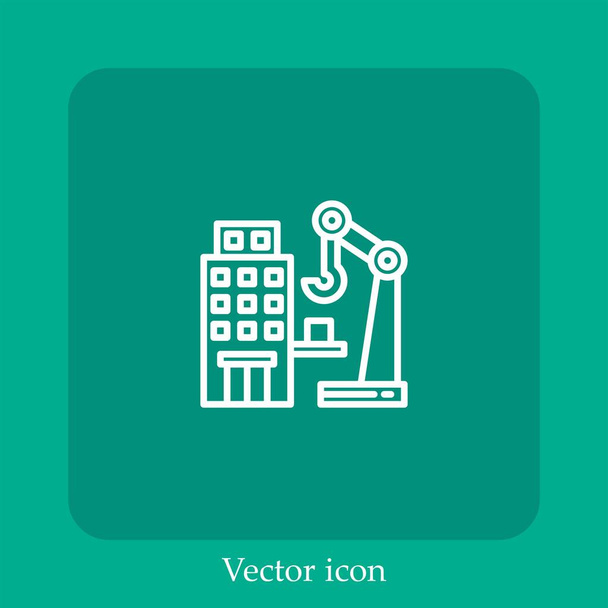 icono del vector de la grúa icon.Line lineal con carrera Editable - Vector, imagen