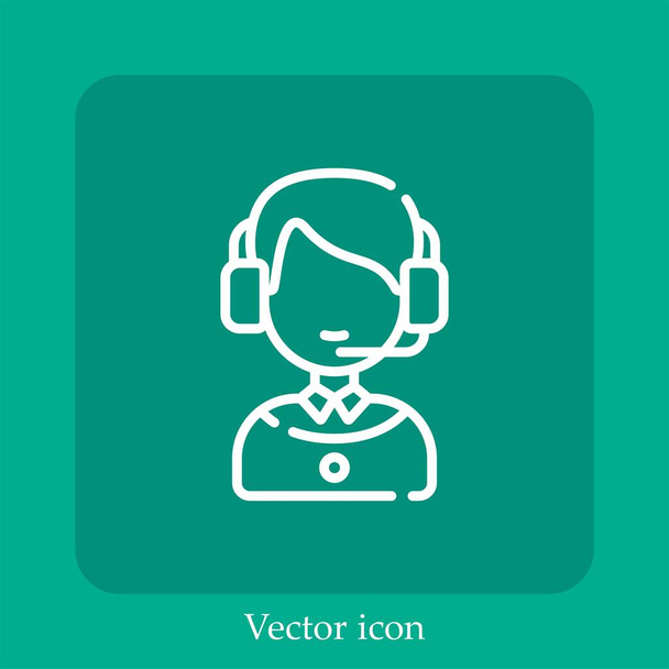 lineární ikona vektorového centra volání.Čára s upravitelným tahem - Vektor, obrázek