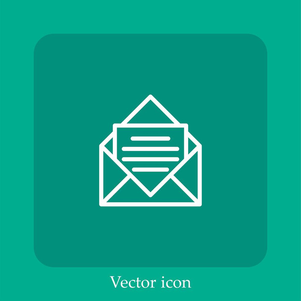 open envelop met letter vector pictogram lineair icon.Line met bewerkbare slag - Vector, afbeelding