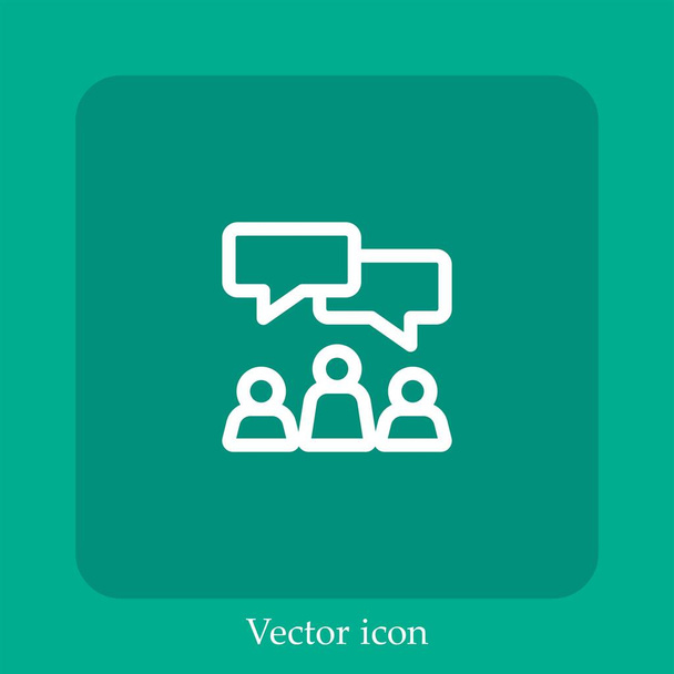 chat vector pictogram lineair icon.Line met bewerkbare slag - Vector, afbeelding