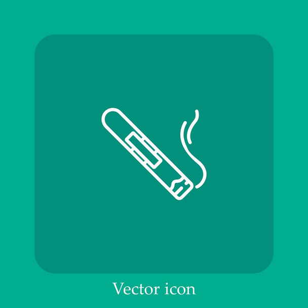 icône vectorielle de cigare fumeur icône linéaire.Ligne avec course modifiable - Vecteur, image