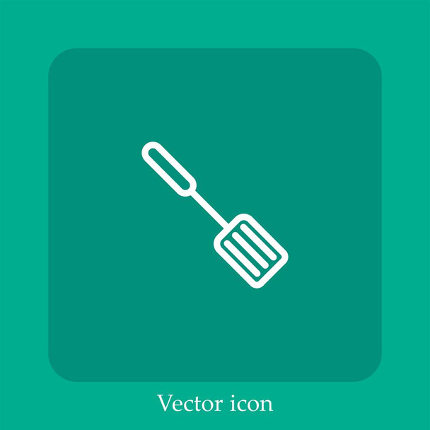 espátula icono vectorial icono lineal.Línea con carrera editable - Vector, Imagen