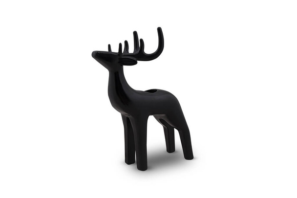 Black Christmas deer porcelain ceramic material isolated on white background  - Fotoğraf, Görsel