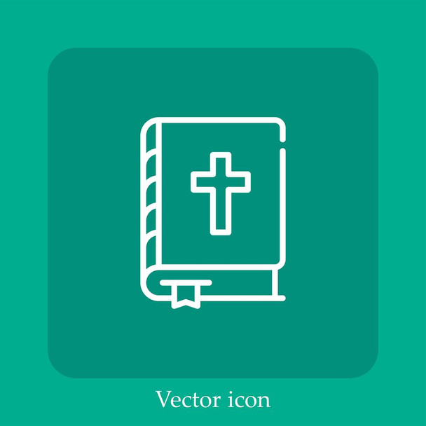 bible vektorová ikona lineární ikona.Čára s upravitelným tahem - Vektor, obrázek