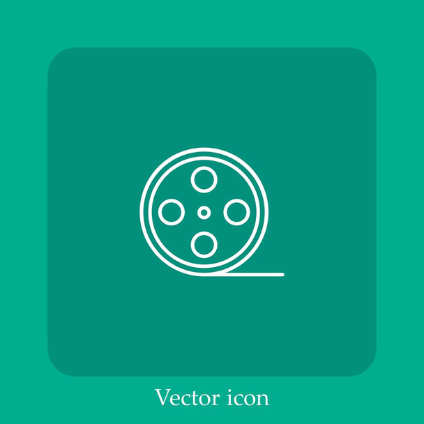 carrete de película icono vectorial icon.Line lineal con carrera editable - Vector, imagen