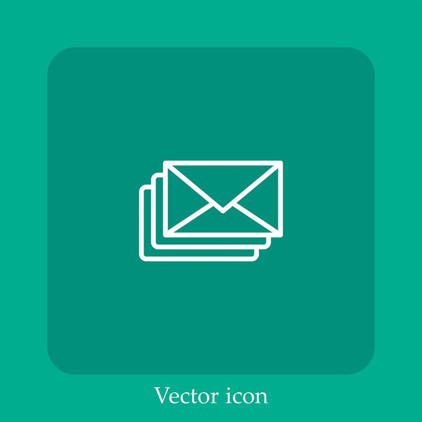 mail vector pictogram lineair icon.Line met bewerkbare slag - Vector, afbeelding