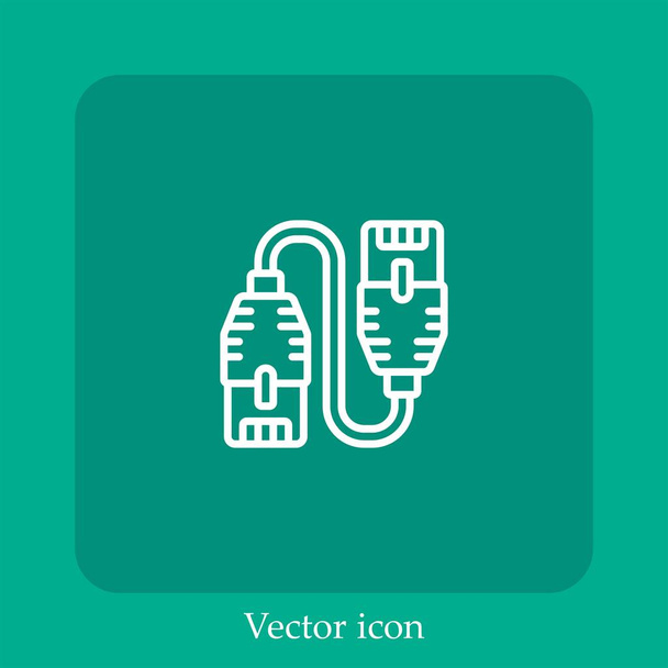 kabel vector pictogram lineair icon.Line met bewerkbare slag - Vector, afbeelding