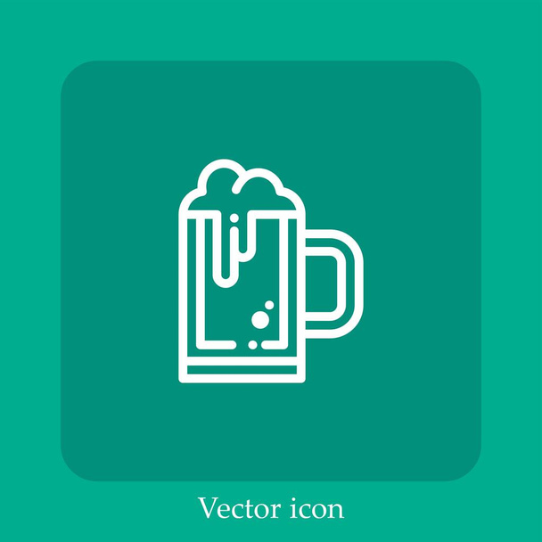 icono de vector de cerveza icon.Line lineal con carrera Editable - Vector, Imagen