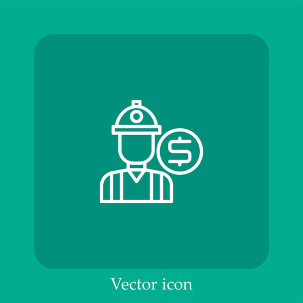 ícone vetorial engenheiro linear icon.Line com curso editável - Vetor, Imagem