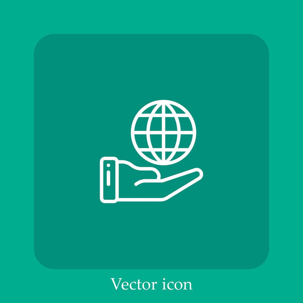 világméretű vektor ikon lineáris ikon.Line szerkeszthető stroke - Vektor, kép