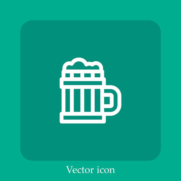 ícone de vetor de cerveja linear icon.Line com curso editável - Vetor, Imagem