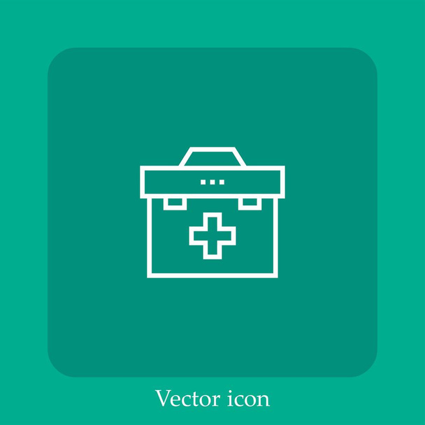 first aid kit   vector icon linear icon.Line with Editable stroke - Vector, Image