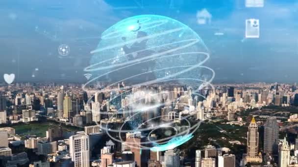 Global connection and the internet network modernization in smart city - Footage, Video