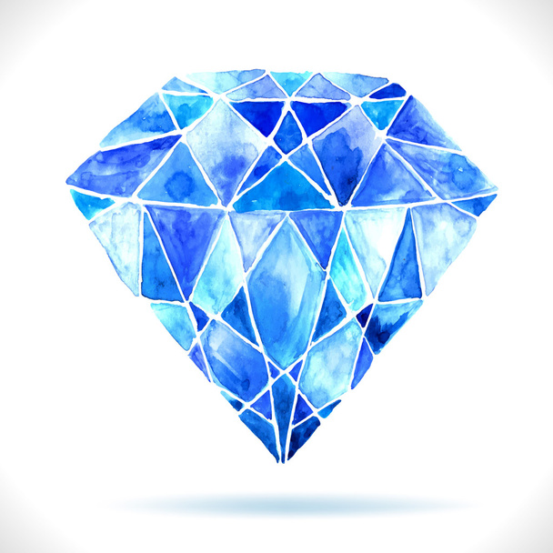 Watercolor beautiful blue diamond - Wektor, obraz