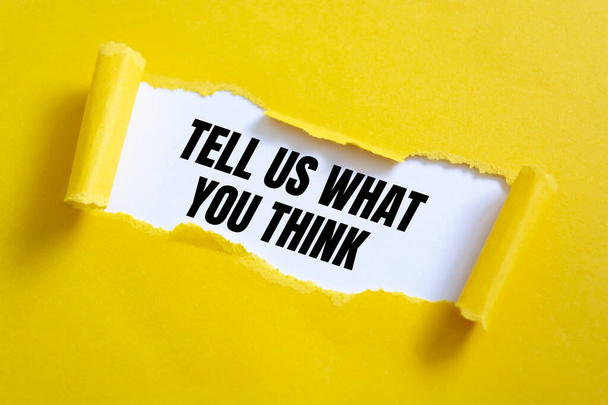 Знак "Расскажи нам, что ты думаешь" - Фото, изображение
