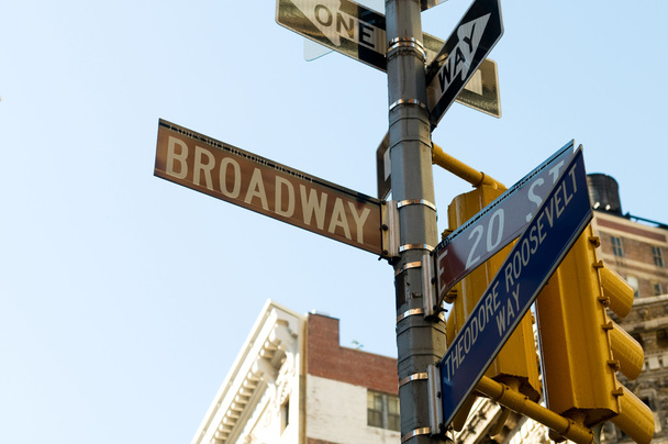 Famous broadway street signs in downtown New York - Foto, imagen