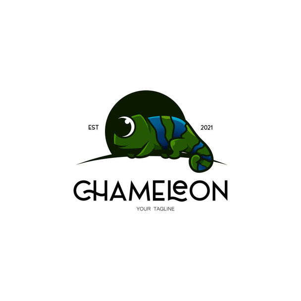 Niedliches Chamäleon Maskottchen. Logo, Symbol, Maskottchen-Design. Vektorillustration - Vektor, Bild