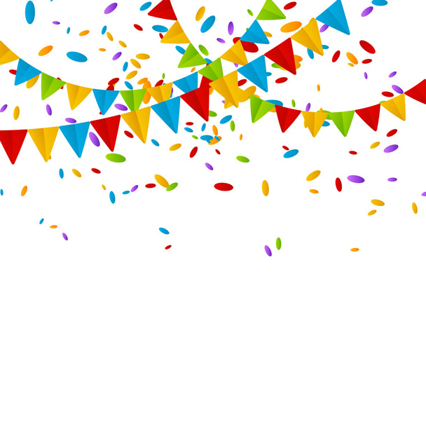 Bandeiras de festa com confete de cor
 - Vetor, Imagem