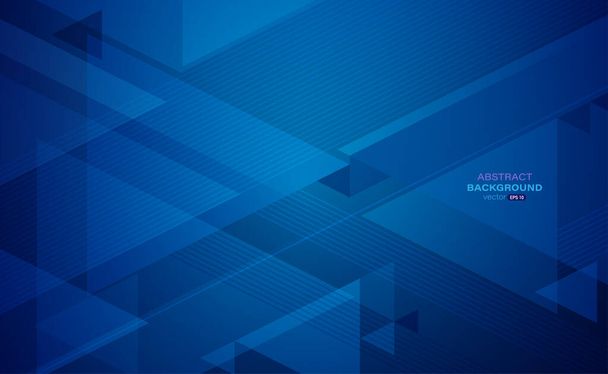 Geometric abstract background. Blue triangle shapes with lines stripe and light composition. Modern design. Vector illustration - Vector, Image