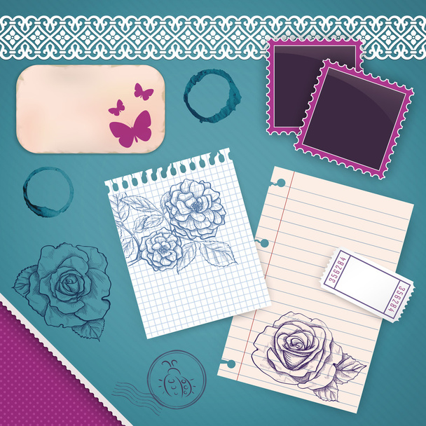 Scrapbooking Set: My Little Diary - Vector, Image