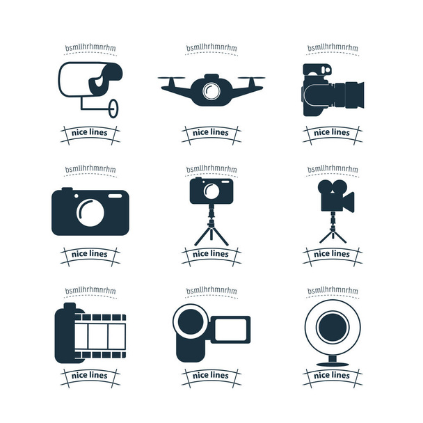 camera, digitale camera, statief, camera lens icoon. Multimedia icoon set - Vector, afbeelding