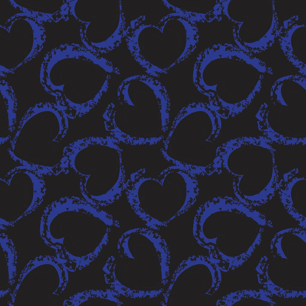 Modré srdce ve tvaru tahu štětce bezešvé vzor pozadí pro módní textilie, grafiky - Vektor, obrázek