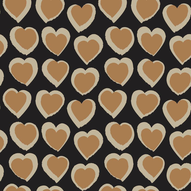 Brown Heart en forme de coup de pinceau fond de motif sans couture pour les textiles de mode, graphiques - Vecteur, image